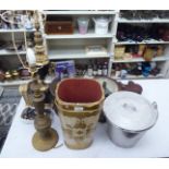 A mixed lot: to include a 1920s brass bound coopered bucket 8.