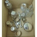 Silver collectables: to include a cushion moulded dressing table box Birmingham 1905 3''dia