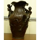 Huppe Milliard - an Art Nouveau cast and patinated bronze lamp base,