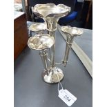 A George V silver epergne with four trumpet design sockets,