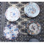 Four late 18th/early 19thC Chinese porcelain plates, variously decorated in iron red,