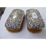 A pair of Edwardian silver backed hair brushes Birmingham 1906 11