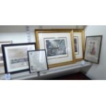 Six framed prints: to include a souvenir of the First Election for the Southern Division of the