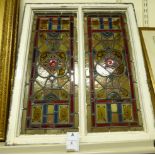 A pair of late 19thC coloured lead glazed window panels,