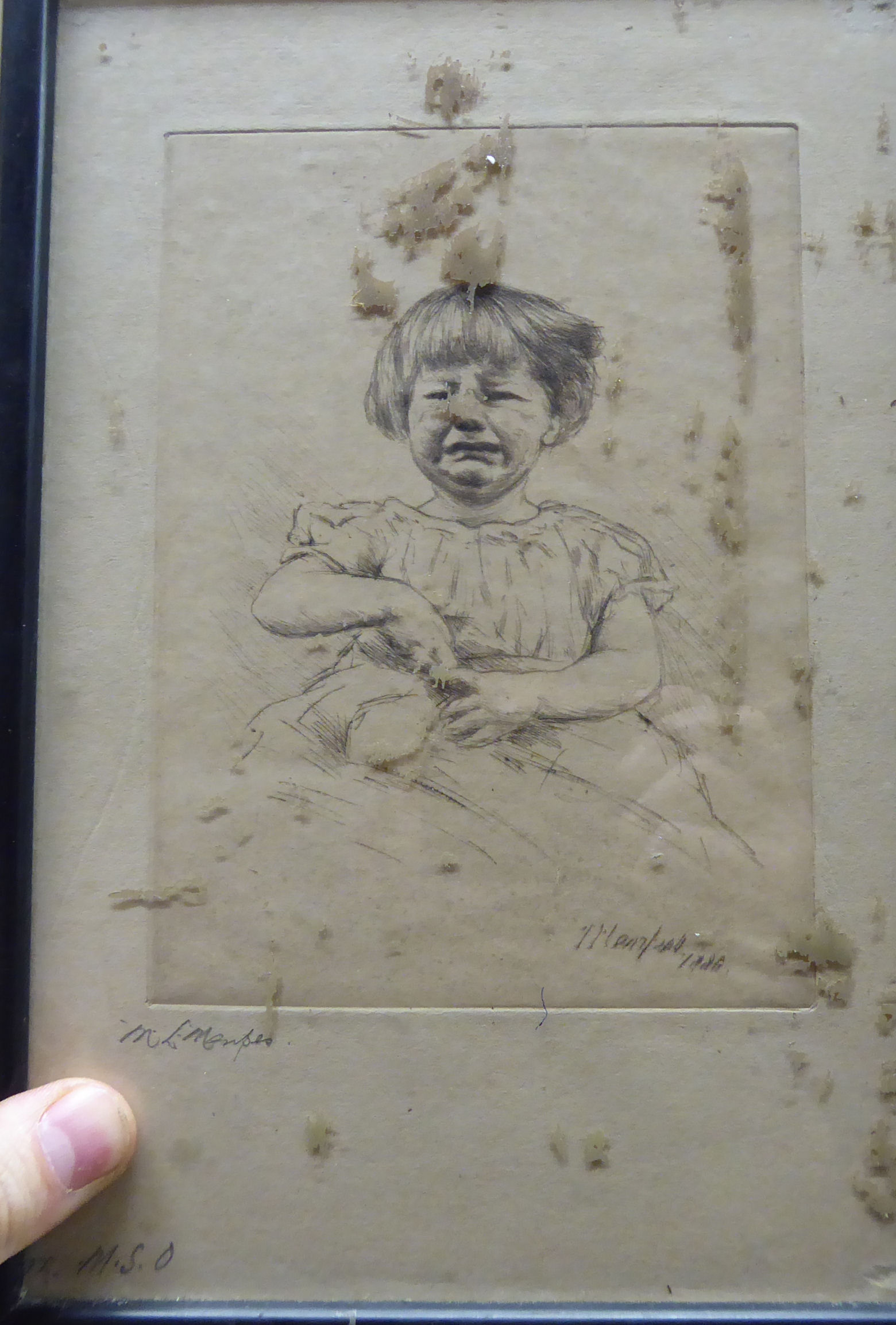 ML Menpes - a crying child 4'' x 6''; a market scene 6'' x 10''; an elderly woman 10'' x 8''; - Image 3 of 3