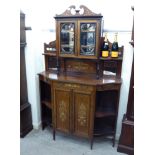 A late Victorian bone and satinwood inlaid rosewood and marquetry cabinet,