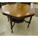 An early 20thC mahogany octagonal occasional table, raised on reeded, cabriole legs and casters,