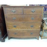 A late Victorian oak five drawer dressing chest,