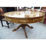 A mid 20thC Dutch 'antique' inspired boxwood inlaid mahogany centre table,