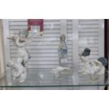 Six Lladro porcelain ornaments: to include a polar bear 4''h LSB