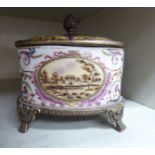 A 20thC reproduction of an 18thC European earthenware jar and cover,