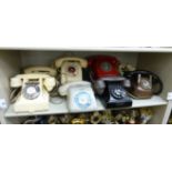 'Vintage' telephones: to include red, cream and black plastic cased examples,