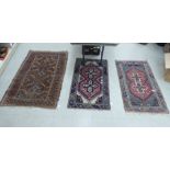 Three similar Persian rugs on multi-coloured grounds 36'' x 88'',