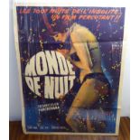 A French language film poster 'Monde de Nuit' (World of Night) 22'' x 28'' BSR