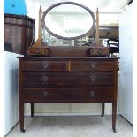 An Edwardian string inlaid mahogany dressing table,