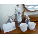 Lladro and Nao porcelain collectables: to include a pair of goblets,