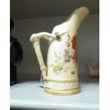 A late Victorian Royal Worcester porcelain blush ivory tusk design jug,