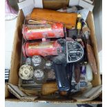 A mixed lot: to include an early 20thC Anti-Fire Pistol twin fire extinguisher OS10