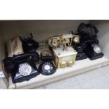 'Vintage' telephones: to include cream and black coloured plastic cased examples,