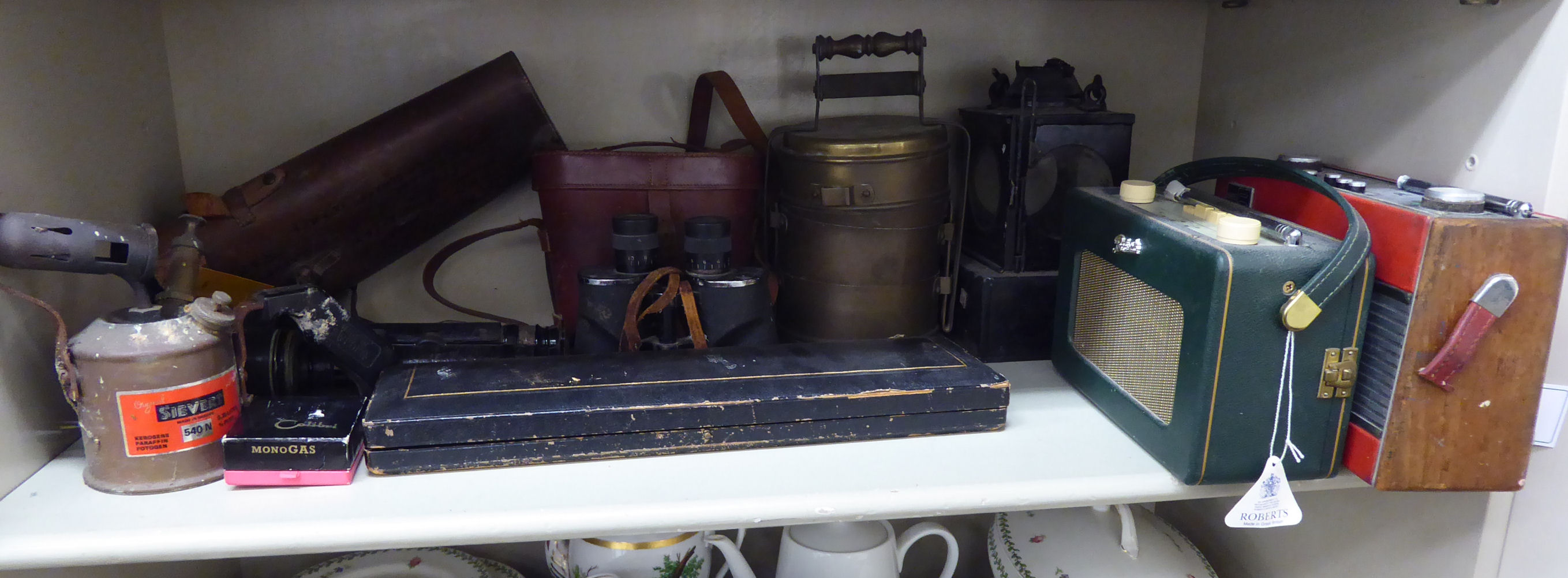 A mixed lot: to include a pair of early 20thC 6x30 binoculars,