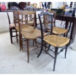 Seven 19thC & later variously framed dining chairs: to include a late Victorian black lacquered and