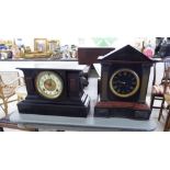 Two similar 1920/30s slate cased mantel clocks,