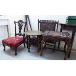 Small furniture: to include an Edwardian Chippendale inspired mahogany framed nursing chair,