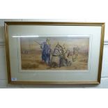 JV Miller - an Arab protecting his wife and child watercolour bears a signature & dated 1873