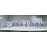 Cut crystal drinking glasses: to include pedestal wines and tumblers OS10