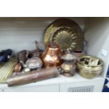 Decorative and functional metalware: to include a mid 20thC brass charger,