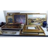 'Antique' style framed prints: to include Venetian and interior scenes various sizes BSR