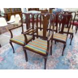 A set of eight early 20thC Queen Anne style mahogany framed splat back dining chairs,