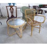 Small furniture: to include a green painted Lloyd Loom tub design chair,