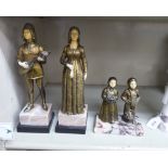Three 1930s Art Deco patinated metal figures with composition faces and hands: to include a
