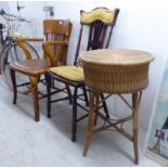 Small furniture: to include an Edwardian, mahogany framed bedroom chair,