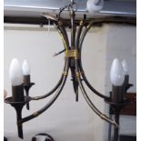 A modern cast and patinated five branch centre light 18'' spread BSR