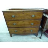 An early 19thC mahogany three drawer dressing chest,