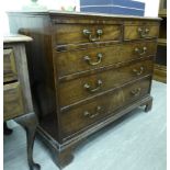 An early 19thC mahogany five drawer dressing chest,