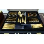 A Besteke Solingen stainless steel and gilded canteen of cutlery and flatware,