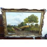 C Austin - a landscape with a horsedrawn cart,