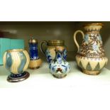 Victorian and later Royal Doulton Lambeth stoneware miniature collectables: to include a cream jug,