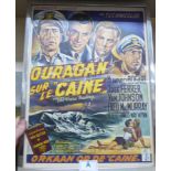 A Belgian film poster for Columbia 'Ouragan sur le Caine' (The Caine Mutiny) 18'' x 14'' framed
