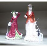 Two Royal Doulton china figures 'Sarah' HN3384 8.5''h; and 'Winter Romance' HN5435 7.