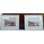 B Davis - two similar studies of Loch Lomond watercolours bearing signatures 10'' x 14'' framed