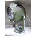 A Lita 62 military green coloured cast alloy and tinplate cased spotlight design desk lamp with a