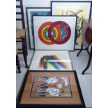 Framed pictures: to include Jun Kawamunola - 'Mixed Colours' coloured print bears a pencil
