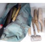 A small collection of 19thC & later wooden and fibreglass handtools: to include mallets OS1