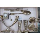 Silver and silver coloured metal items: to include a pair of embossed specimen vases 4.