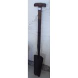 A late Victorian turned elm and iron peat shovel BSR