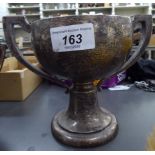 A George V silver twin handled pedestal trophy cup Birmingham 1921 5''h CS